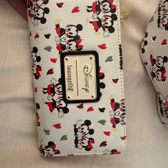 Loungefly Mickey Minnie Love Heart AOP Mini Backpack + Wallet Valentine Couple - Picture 10 of 15